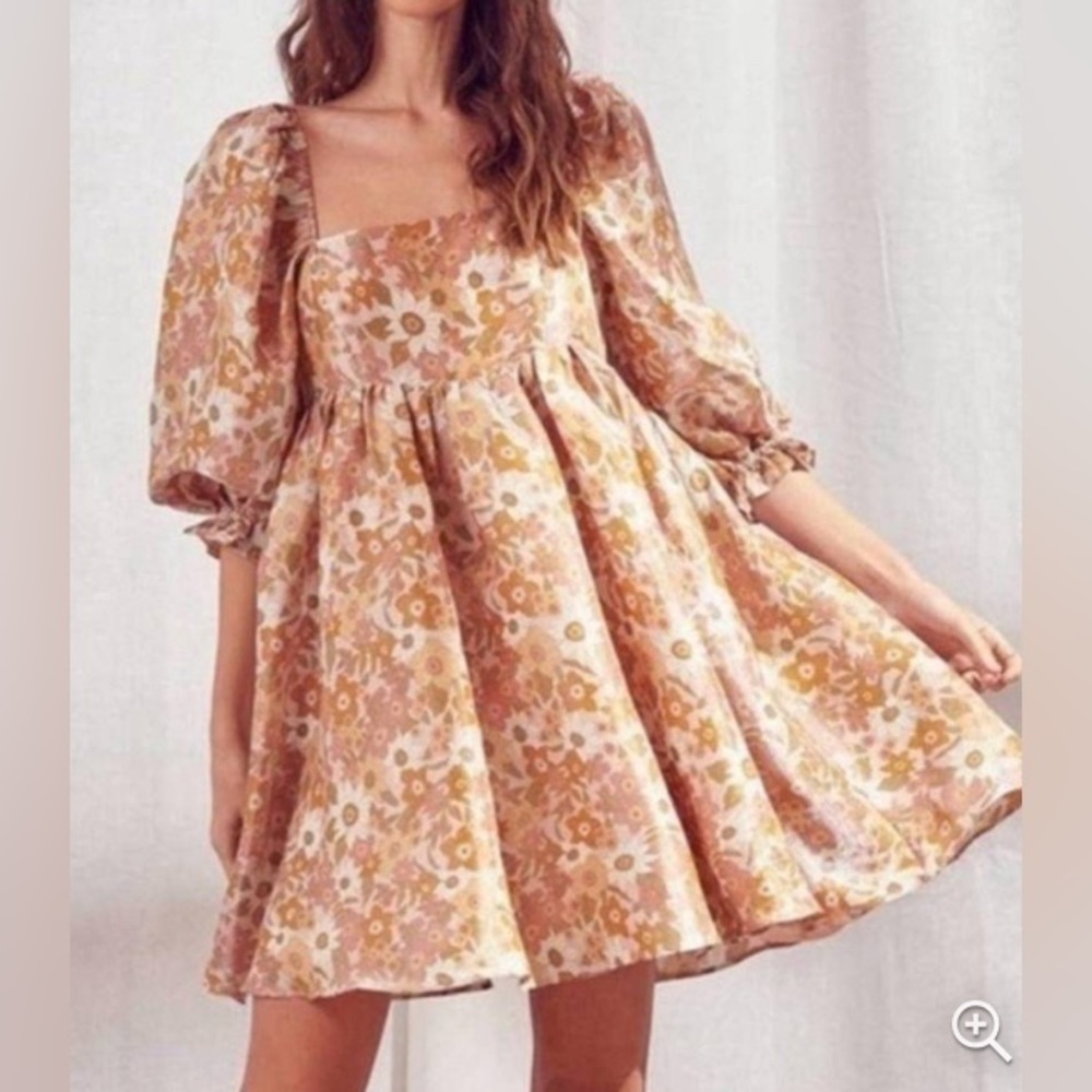 omeStoriaDressesStoria Grace Floral Print Puff Sleeve Babydoll Mini size M